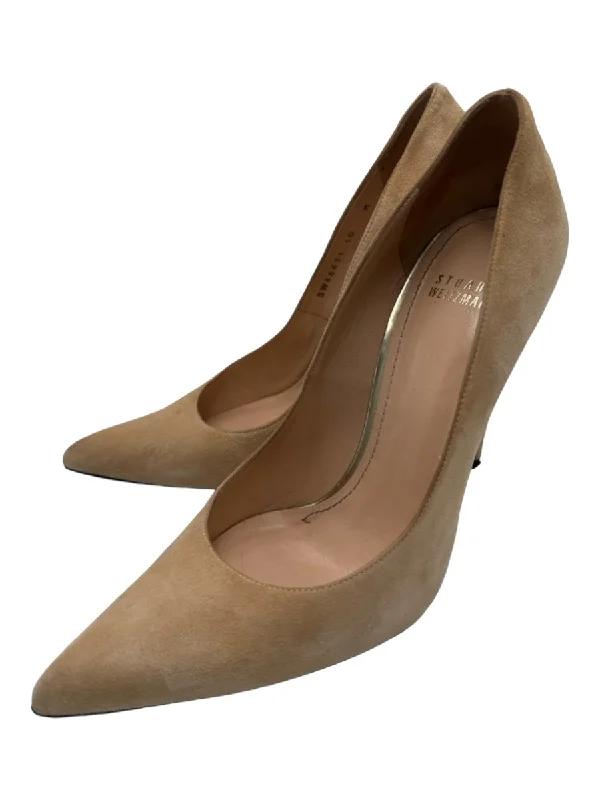 Stuart Weitzman Shoe Size 10 Beige Suede Pointed Toe Closed Front & Back Shoes