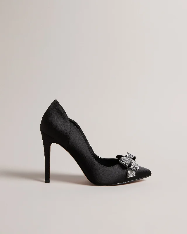 Orlilas Satin Crystal Bow Court Shoe Black