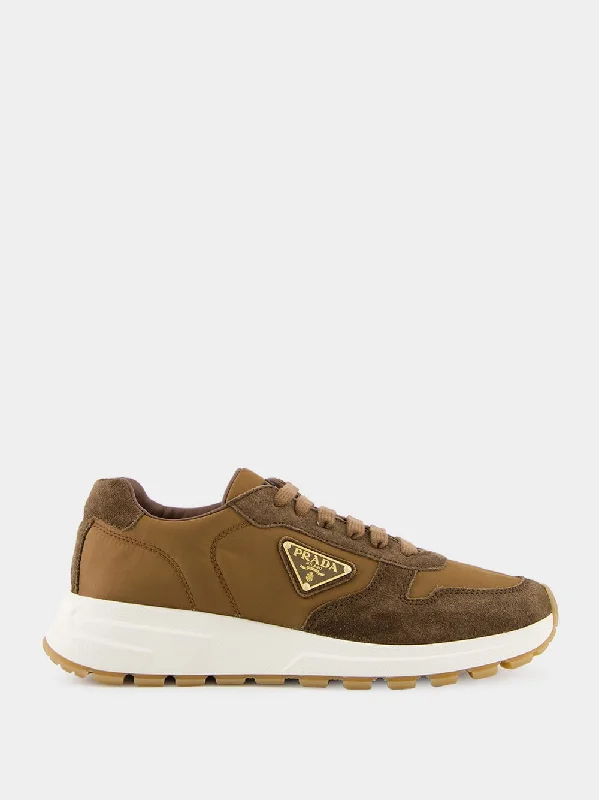 Brown Suede Re-Nylon Sneakers