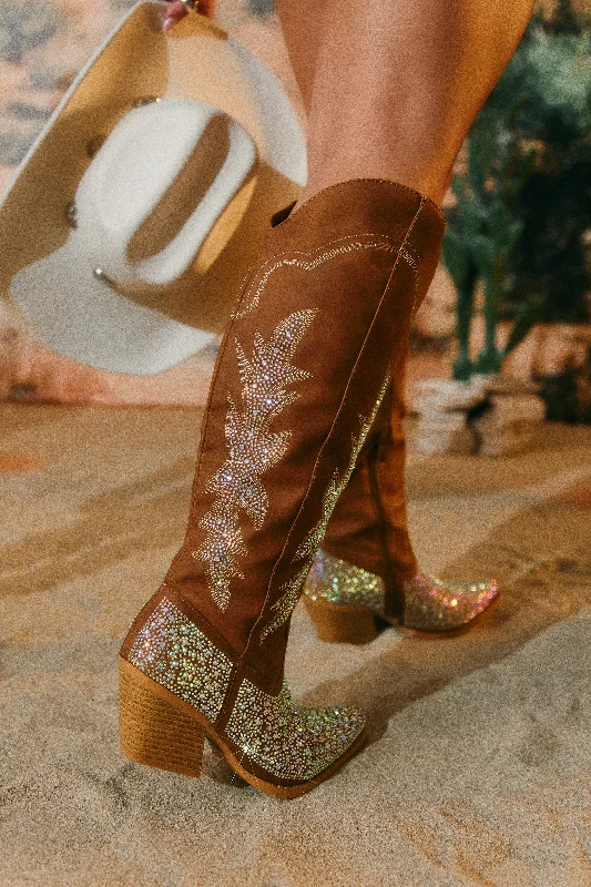 Frankie Embellished Cowgirl Boots - Tan