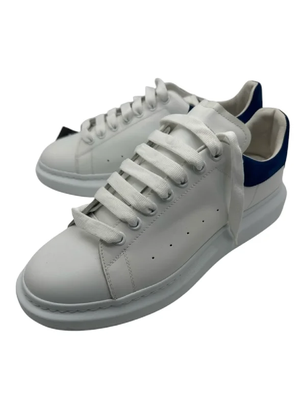 Alexander McQueen Shoe Size 45 White & Blue Leather Laces Low Top Sneakers