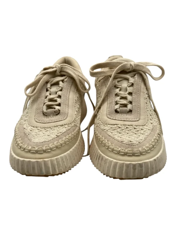 Dolce Vita Shoe Size 10 Cream Knit Rubber Sole Laces Sneakers