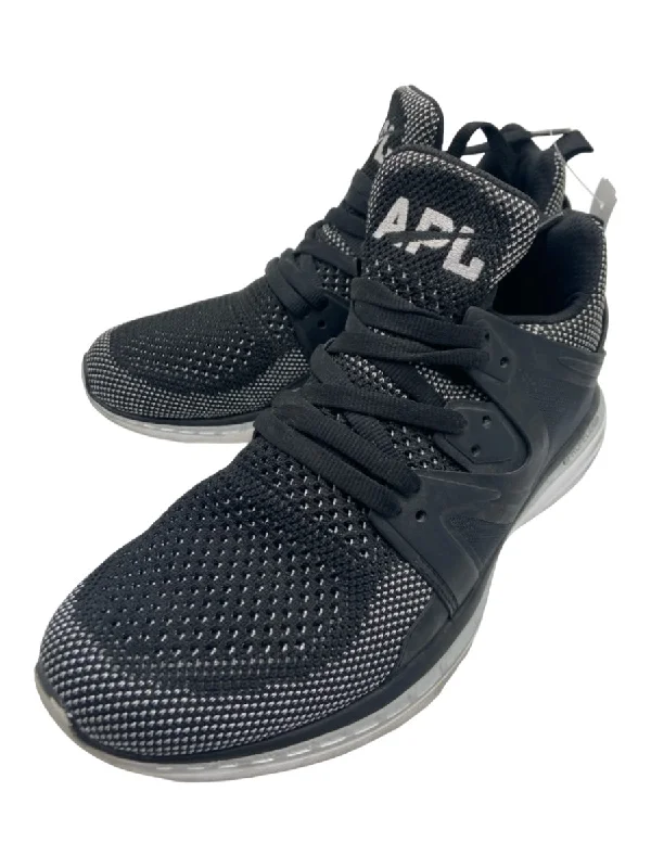 APL Shoe Size 9 Black & Silver Synthetic Laces Mesh Low Top Sneakers