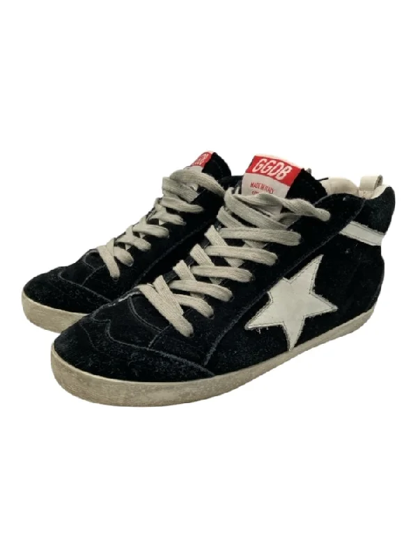 Golden Goose Shoe Size 38 Black & White Leather Suede Mid Sneakers