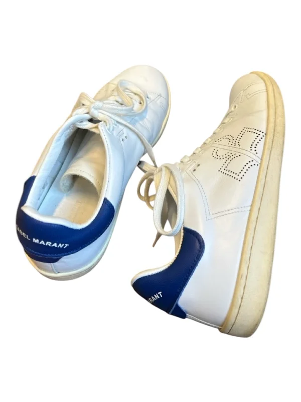 Isabel Marant Shoe Size 39 White & Blue Leather Lace Up Athletic Sneakers