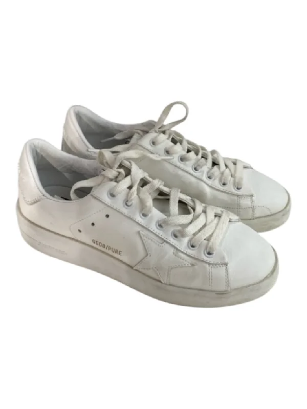 Golden Goose Shoe Size Est 6.5 White Leather Lace Up Low Top Sneakers