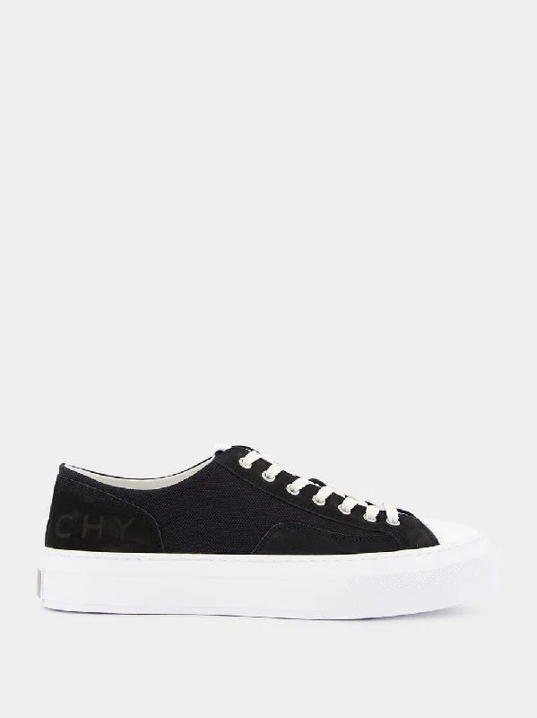 Givenchy City Black Canvas and Suede Sneakers