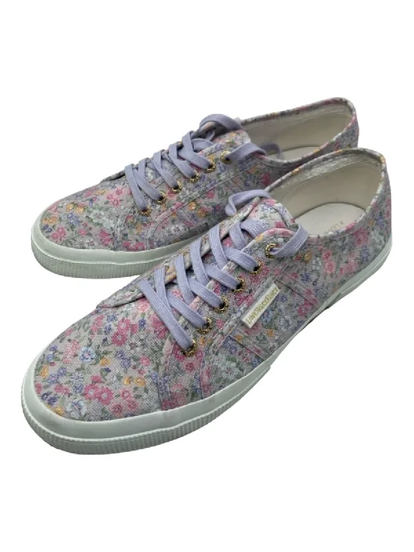 Loveshackfancy Shoe Size 9.5 Purple & Multi Low Top Floral Lace Up Sneakers