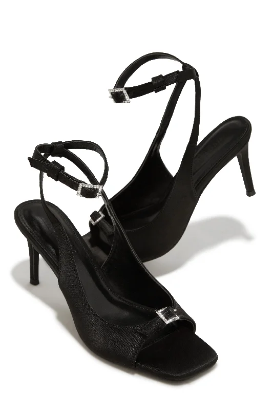 Ella Peep Toe Single Sole Heels - Black