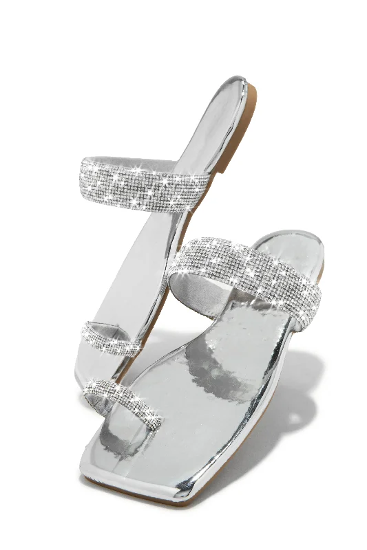 Playa Blanca Embellished Slip On Sandals - Silver