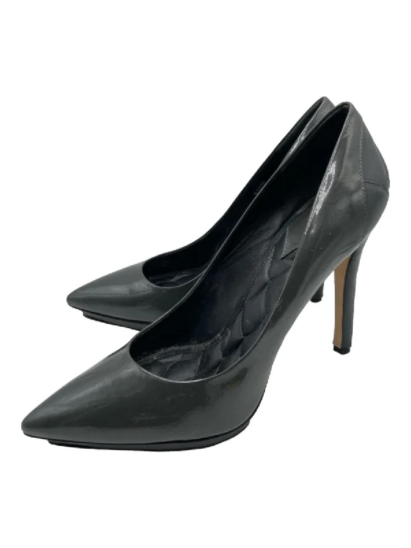 Brian Atwood Shoe Size 8.5 Gray Patent Pointed Toe Closed Heel Stiletto Pumps