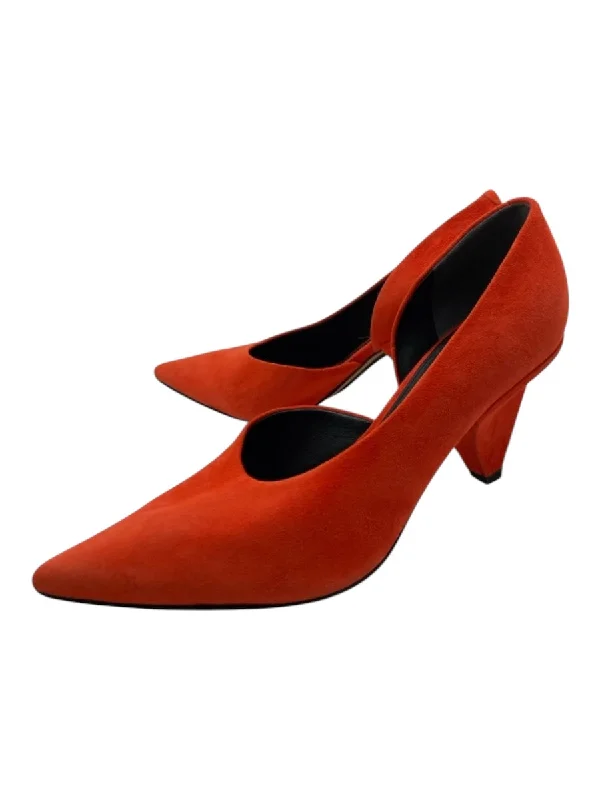 Sigerson Morrison Shoe Size 8 Orange Suede Pointed Toe Pumps