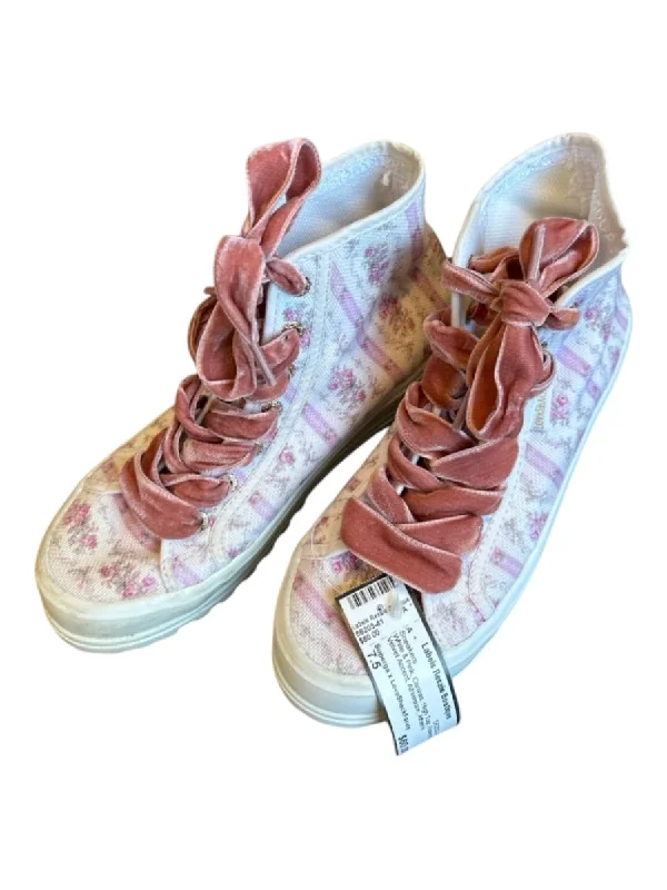 Superga x LoveShackFancy Shoe Size 7.5 White & Pink Canvas High Top Sneakers