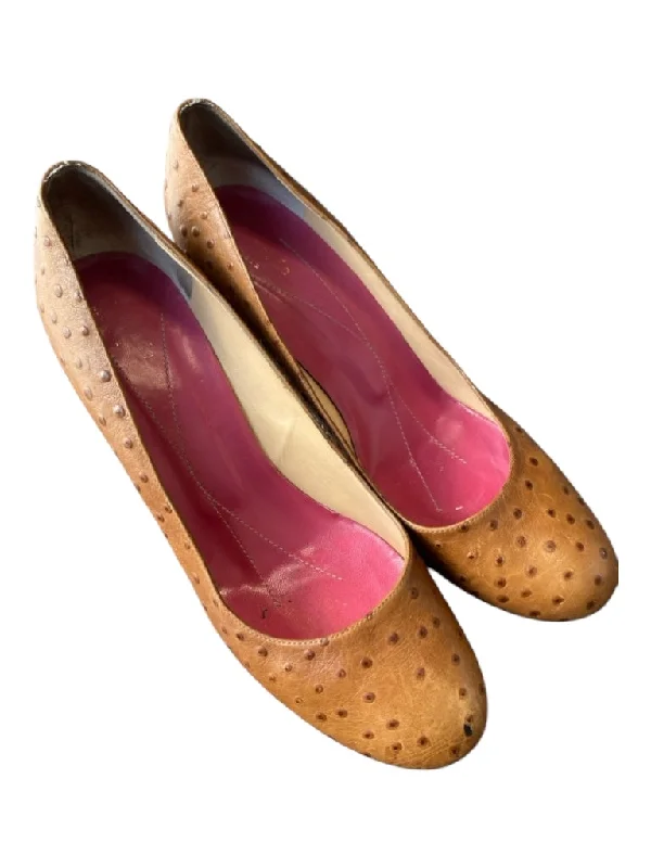 Kate Spade New York Shoe Size 9.5 Tan Leather Almond Toe Textured Dotted Shoes