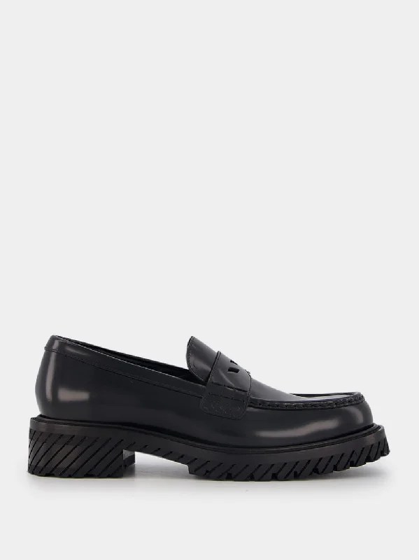 Chunky-Sole Leather Loafers