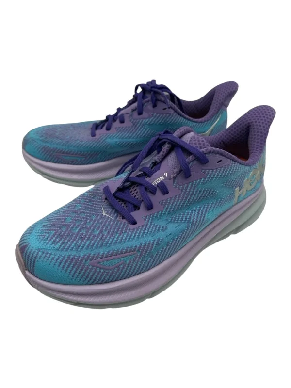 Hoka Shoe Size 8.5 Purple & Blue Synthetic Perforated Ombre Lace Up Sneakers