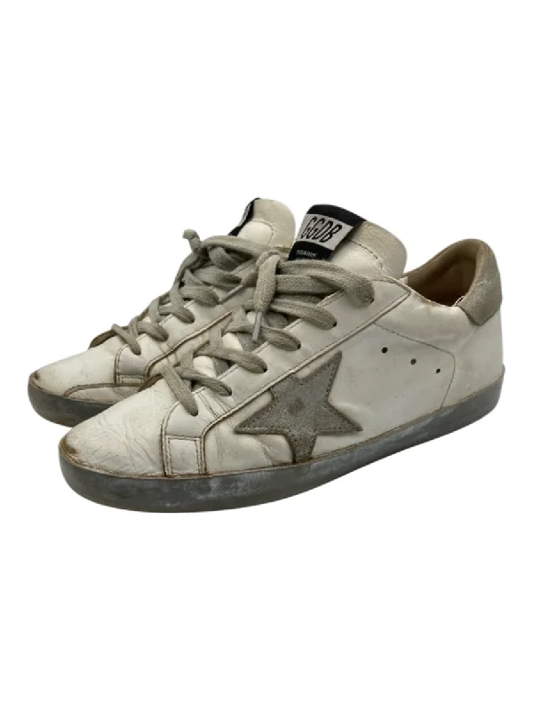 Golden Goose Shoe Size 37 White & Gray Leather Lace Up Star Sneaker Shoes