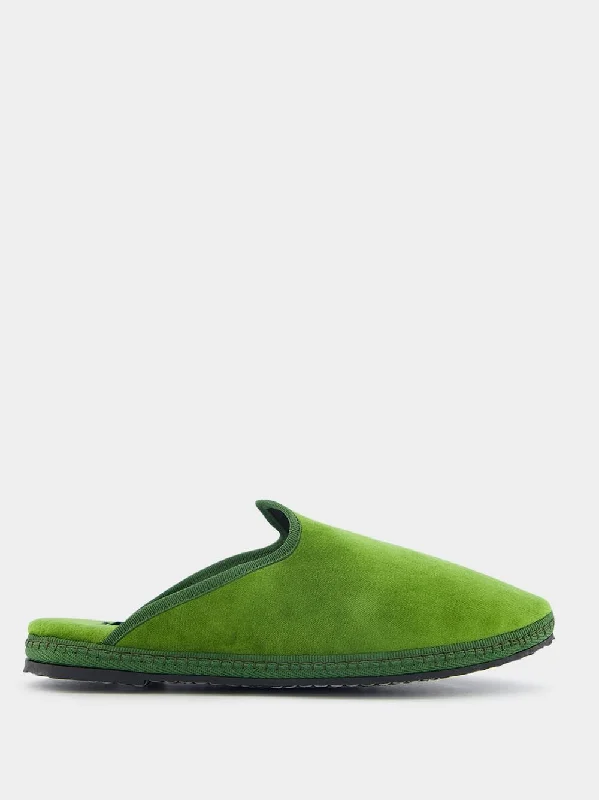 Dandy Cotton Velvet Green Slippers