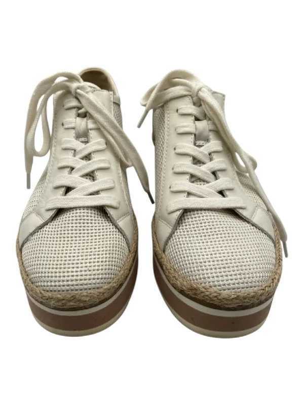 Dolce Vita Shoe Size 8.5 Cream & Brown Raffia Platform Lug sole Low Top Sneakers