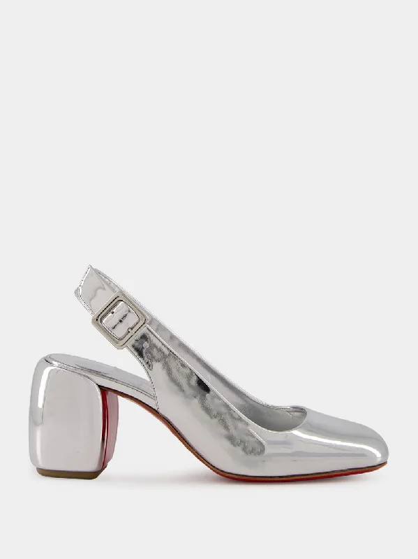 Minny 70 Metallic Leather Slingback Pumps