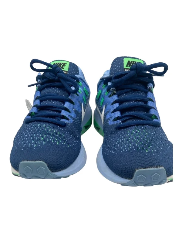 Nike Shoe Size 7 Blue & Green Synthetic Laces Low Top Runner Perforated Sneakers