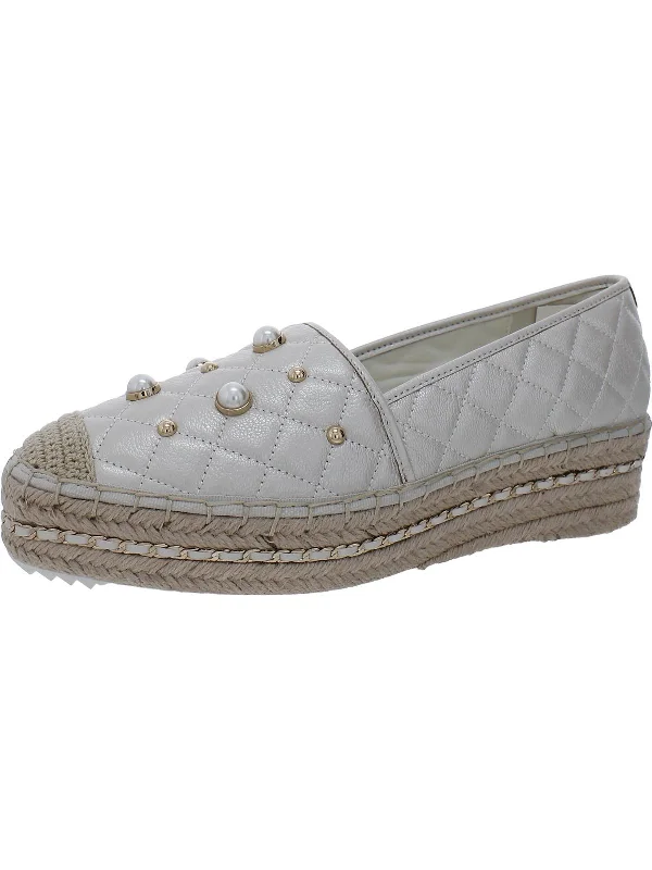 Diya  Womens Leather Slip On Espadrilles