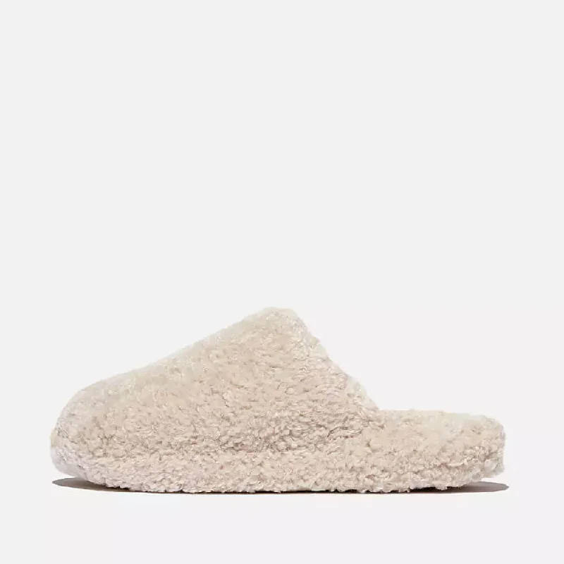 FitFlop iQushion D-Luxe Teddy Slipper Mules - Milk Ice