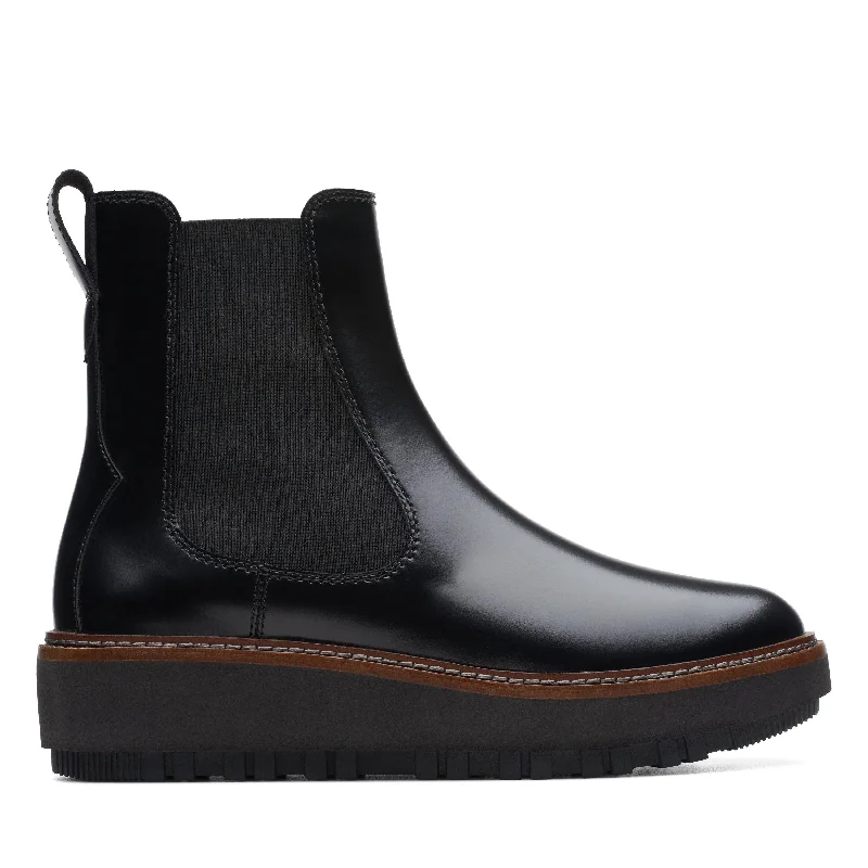 Clarks Orianna W Up in Black Leather