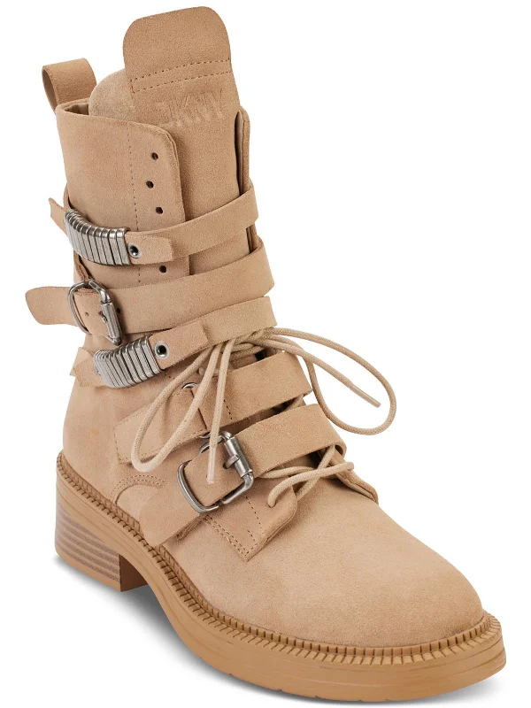 Ita Womens Suede Strappy Combat & Lace-up Boots