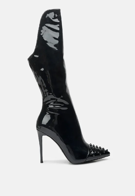 forbidden stud stiletto calf boots