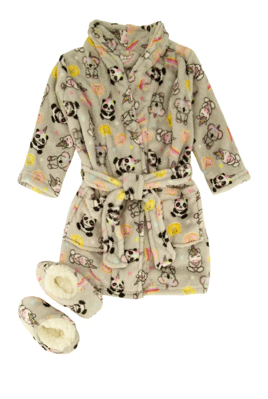 Toddler Girls Unicorn Robe with Sherpa Slippers