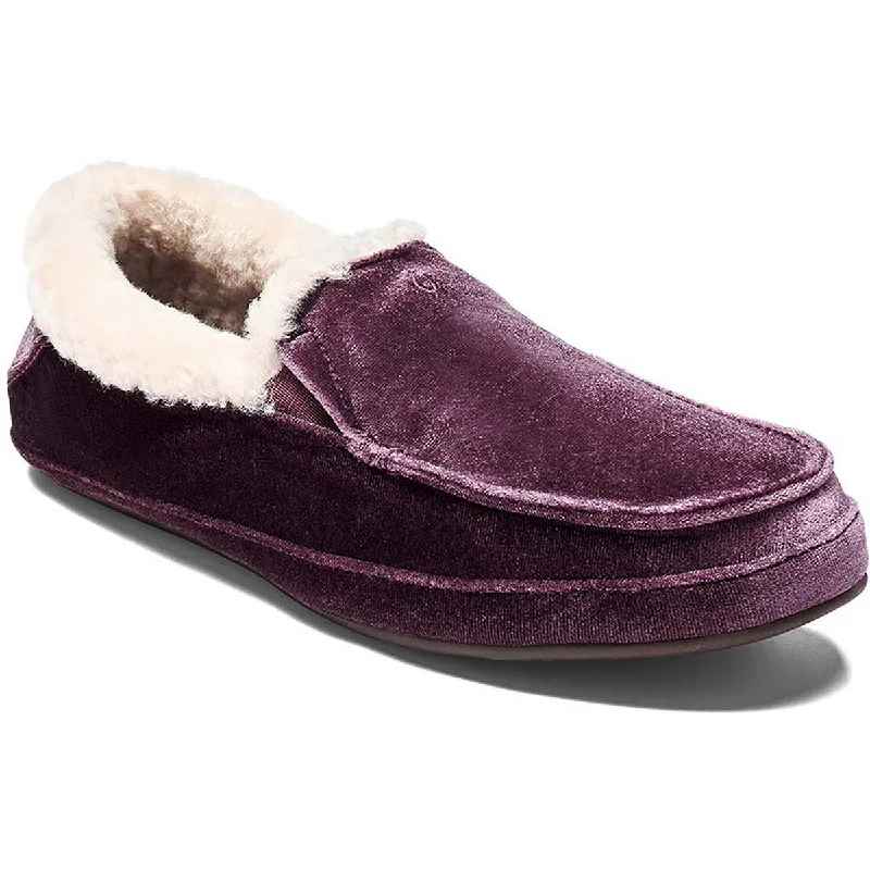 Ku'Una Lanui Womens Velvet Shearling Lined Moccasin Slippers