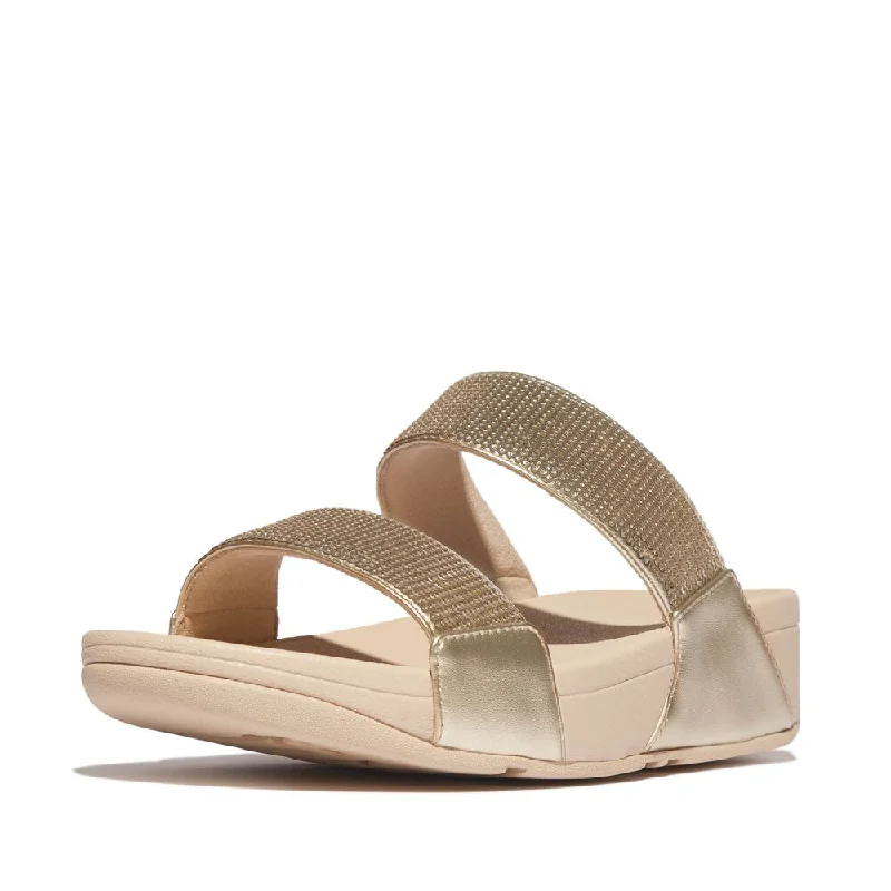 FitFlop Lulu Sequin Slide Sandals - Platino