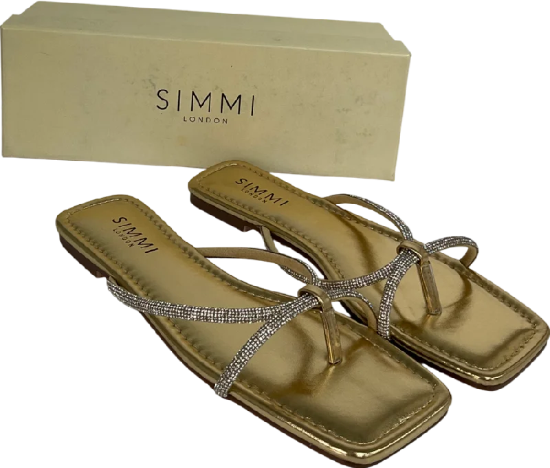 Simmi London Metallic Aviva Bling Sandals In Gold UK 5 EU 38 👠