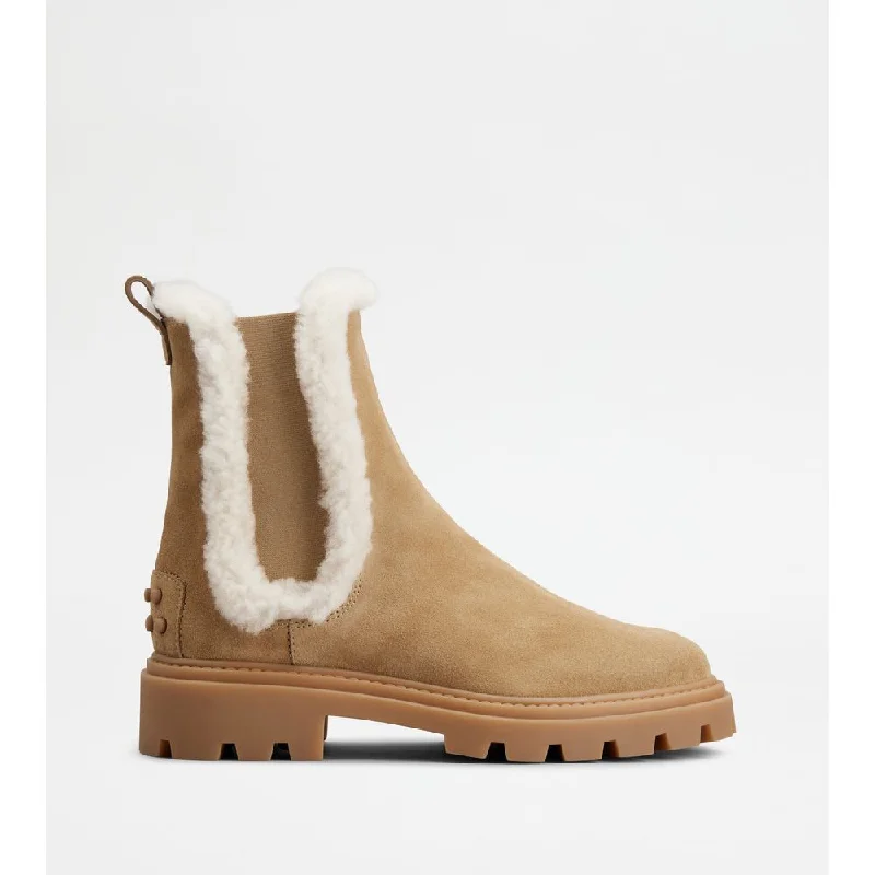 Tod's Chelsea Boots in Suede and Sheepskin