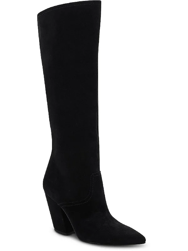 Nathen Womens Suede Pointed Toe Knee-High Boots