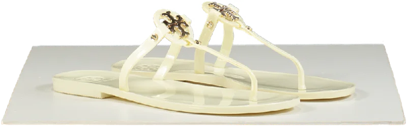 Tory Burch Cream Jelly Logo Sandals UK 7 EU 40 👠