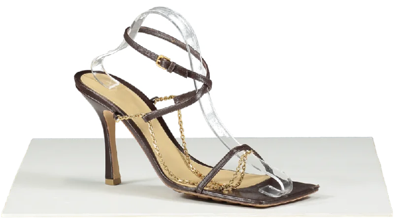 BOTTEGA VENETA Brown Chain Detail Strappy Sandal UK 7 EU 40 👠