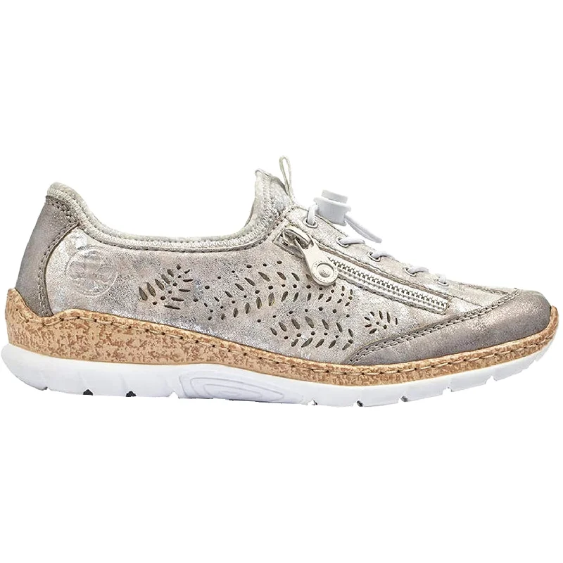 Women's Rieker N42K6-40 Nikita K6 Grey/Rose Metallic/Silver Flower Synthetic