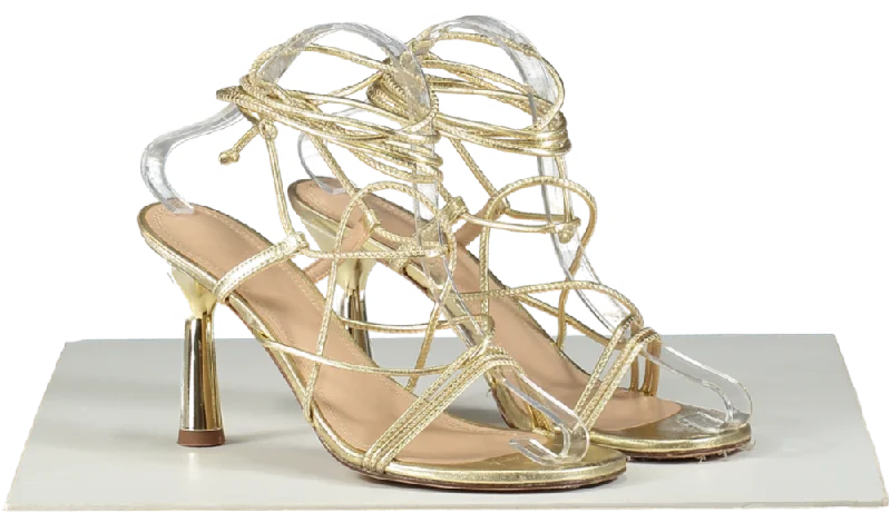 Russell & Bromley Metallic Gold Strappy Heeled Sandals UK 5 EU 38 👠