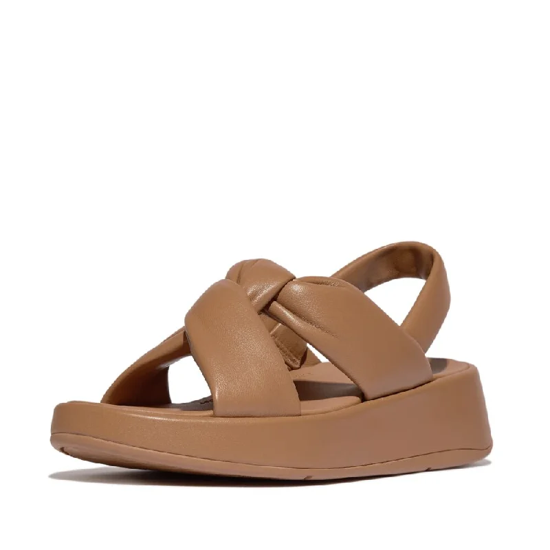 FitFlop F-Mode Knot Soft Leather Backstrap Flatform Sandals - Classic Tan