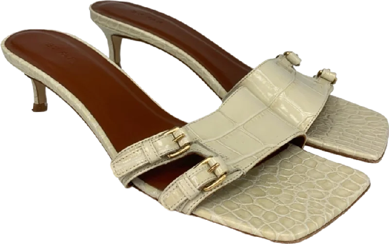 By Far White Croc-Effect Leather Sandals UK 6.5