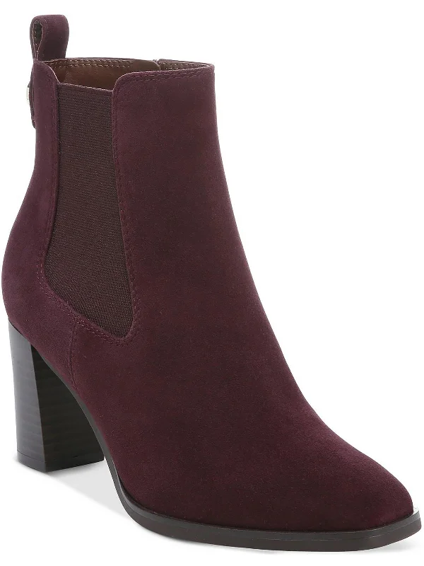 Brigittie Womens Suede Stacked Heel Chelsea Boots