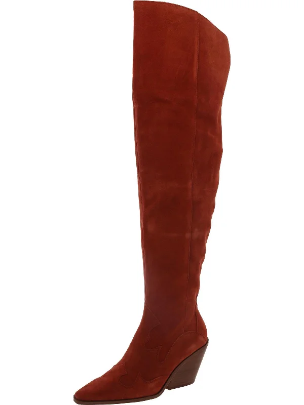 Shaharla 2 Womens Suede Wide Calf Over-The-Knee Boots