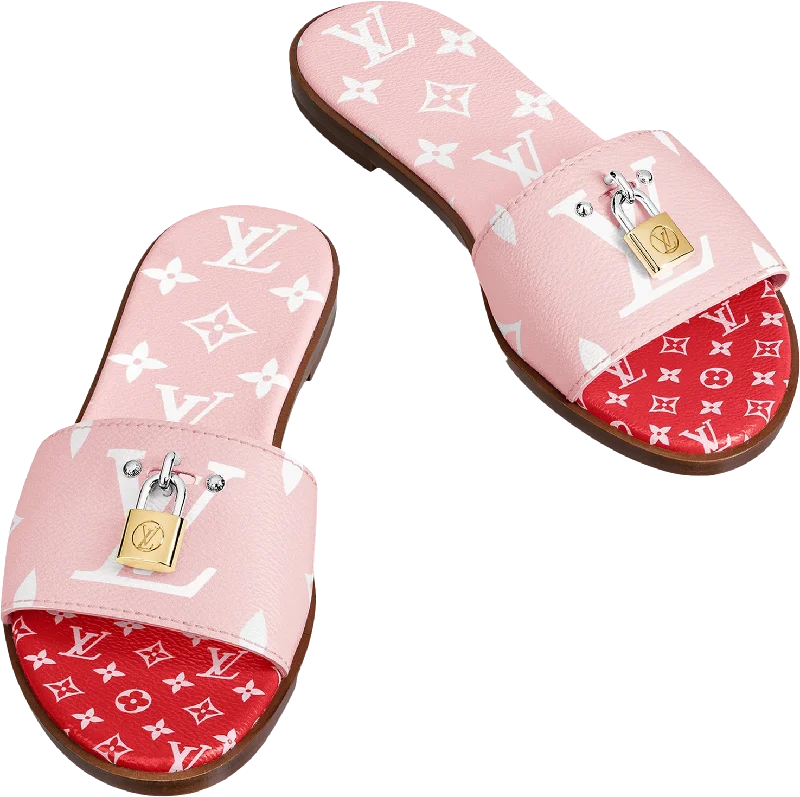 Louis Vuitton Pink Giant Monogram Lock It Mule Sandals UK 5.5 EU 38.5 👠