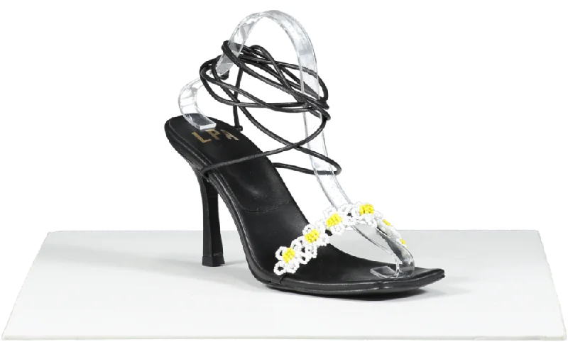 LPA Black Beaded Daisy Sandal UK 6