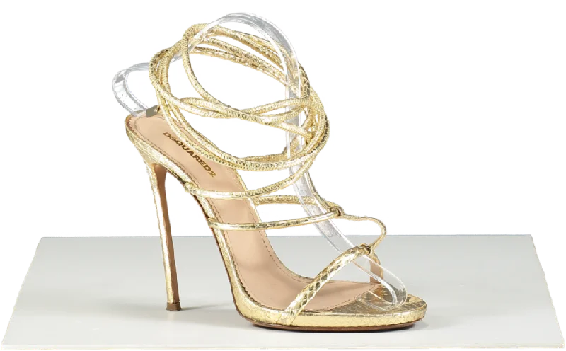 DSQUARED2 Metallic Snakeskin Strappy Sandals UK 6 EU 39 👠