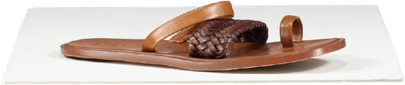 Dear Frances Brown Leather Lee - T-bar Sandals UK 5 EU 38 👠