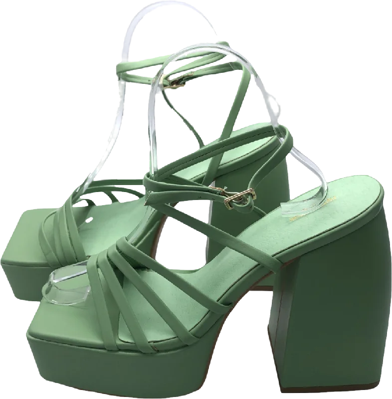 PrettyLittleThing Green Platform Strappy Sandals UK 6 EU 39 👠