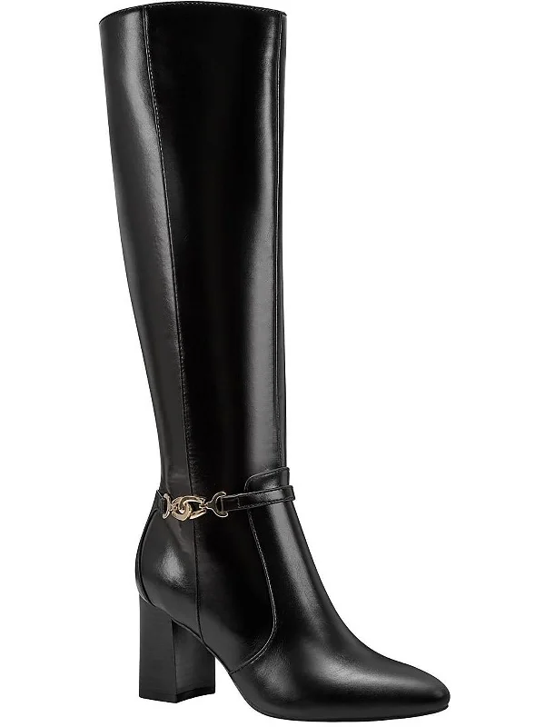 Brenda Womens Faux Leather Zipper Knee-High Boots